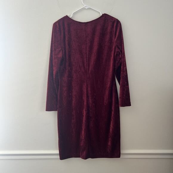 Vintage Petite Jazzy Women’s Crushed‎ Velvet Midi Dress 3/4 Sleeves Red Size 14 - Picture 6 of 6